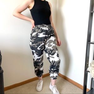 Black and Gray Camouflage Pants